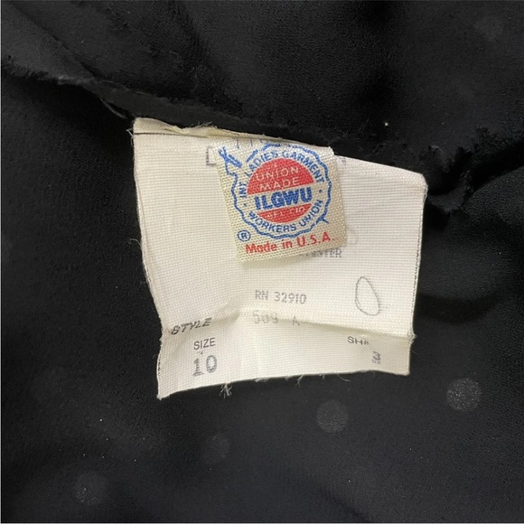 Vtg Pat Richards Michael Maiello Black Polka Dot Dress 10 Ruffle Party Sheer Slv - Picture 7 of 7